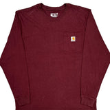 Carhartt Long Sleeve T-Shirt - Large Burgundy Cotton