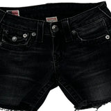 True Religion Studded Denim Shorts - 25W US 0 Black Denim