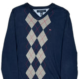 Tommy Hilfiger Argyle Jumper - XS Grey Cotton