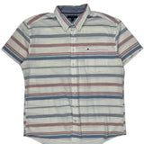 Tommy Hilfiger Striped Short Sleeve Shirt - 2XL Blue Cotton