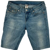 True Religion Contrast Stitch Denim Shorts - 28W UK 8 Light Wash Denim