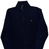 Polo By Ralph Lauren 1/4 Zip - Large Navy Cotton