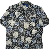 Op Floral Hawaiian Shirt - Large Black Cotton