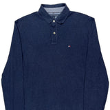 Tommy Hilfiger Long Sleeve Polo Shirt - Large Navy Cotton