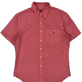 Ralph Lauren Slim Fit Short Sleeve Shirt - Large Red Cotton