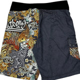 Koi Fish Design Billabong Graphic Sport Shorts - 33W 11L Multicoloured Polyester