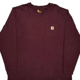 Carhartt Long Sleeve T-Shirt - 2XL Burgundy Cotton