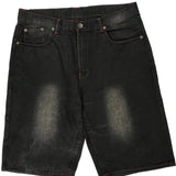 Embroidered Unbranded Baggy Denim Shorts - 37W 12L Black Denim