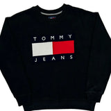 Tommy Jeans Spellout Sweatshirt - Small Black Cotton