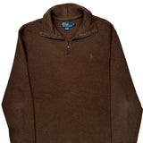 Polo By Ralph Lauren 1/4 Zip - Large Brown Cotton