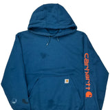 Carhartt Spellout Hoodie - Large Blue Cotton