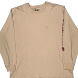 Spellout Carhartt Long Sleeve T-Shirt - 2XL Beige Cotton