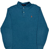 Polo By Ralph Lauren Long Sleeve Polo Shirt - Large Blue Cotton
