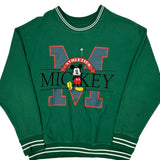 Mickey Mouse Disney Cartoon Sweatshirt - XL Green Cotton Blend