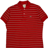 Lacoste Striped Polo Shirt - Large Red Cotton
