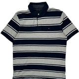 Tommy Hilfiger Striped Polo Shirt - Medium Gray Cotton