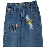 Akademiks Wide Leg Jeans - 30W 30L Blue Cotton