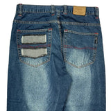Patchwork Design Phat Farm Baggy Jeans - 38W 22L Blue Cotton