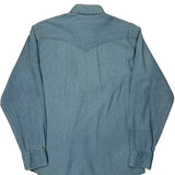 Wrangler Contrast Stitch Denim Shirt - Large Beige Cotton