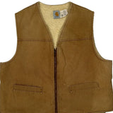 80S Carhartt Sherpa Lined Vest - XL Brown Cotton