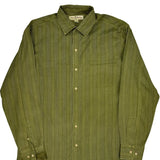 Tommy Bahama Striped Shirt - Large Green Silk