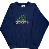 Classic Logo Adidas Sweatshirt - Small Blue Cotton