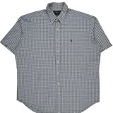 Blake Ralph Lauren Checked Short Sleeve Shirt - XL Blue Cotton