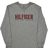 Tommy Hilfiger Spellout Long Sleeve T-Shirt - 2XL Gray Cotton