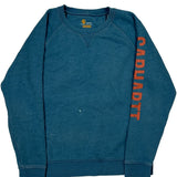 Relaxed Fit Carhartt Spellout Sweatshirt - XL Blue Cotton