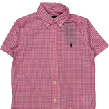 Age 7 Ralph Lauren Checked Short Sleeve Shirt - Small Pink Cotton