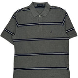 Nautica Striped Polo Shirt - Large Grey Cotton