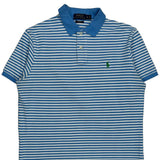 Polo By Ralph Lauren Striped Polo Shirt - Medium Blue Cotton