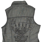 Harley Davidson Graphic Denim Vest - Medium Gray Cotton