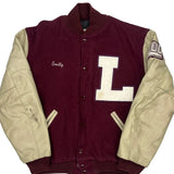 Foxes Neff College Varsity Jacket - Large Beige Leather