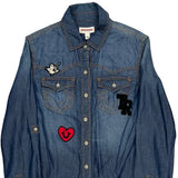 Embroidered Patches True Religion Graphic Denim Shirt - XS Blue Denim