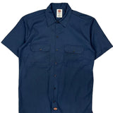 Dickies Short Sleeve Shirt - Medium Blue Polyester Blend
