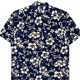 Hilo Hattie Floral Hawaiian Shirt - Large Blue Cotton