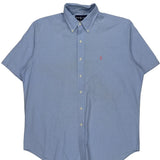 Ralph Lauren Checked Short Sleeve Shirt - Large Blue Cotton