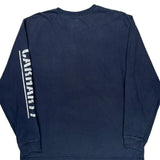 Carhartt Spellout Long Sleeve T-Shirt - Large Blue Cotton