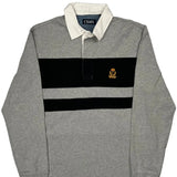 Chaps Ralph Lauren Striped Rugby Shirt - Medium Grey Cotton
