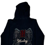 Harley Davidson Studded Hoodie - Large Black Cotton Blend