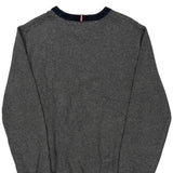 Tommy Hilfiger Spellout Sweater - Large Gray Cotton