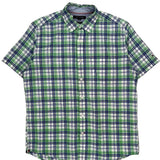 Tommy Hilfiger Checked Short Sleeve Shirt - Medium Green Cotton