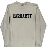 Work In Progress Carhartt Spellout Long Sleeve T-Shirt - Large Cream Cotton