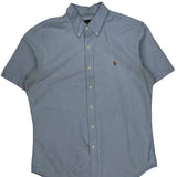 Ralph Lauren Slim Fit Short Sleeve Shirt - Large Blue Cotton