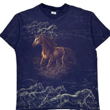 Single Stitch Delta Graphic T-Shirt - Large Navy Cotton