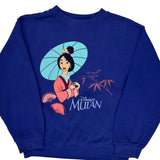 Mulan Disney Cartoon Sweatshirt - Large Blue Cotton