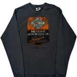 Pocono Mountain Harley Davidson Graphic Long Sleeve T-Shirt - Medium Grey Cotton