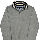 Tommy Hilfiger Striped 1/4 Zip - Medium Gray Cotton