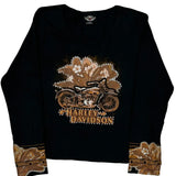 Harley Davidson Graphic Long Sleeve T-Shirt - Medium Black Cotton
